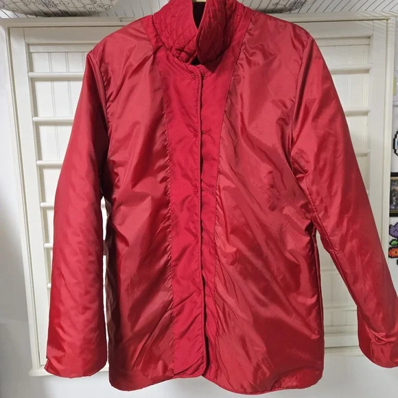 Quilted,red, size large, marvin richards, car coat, fingertip length. - Picture 3 of 7